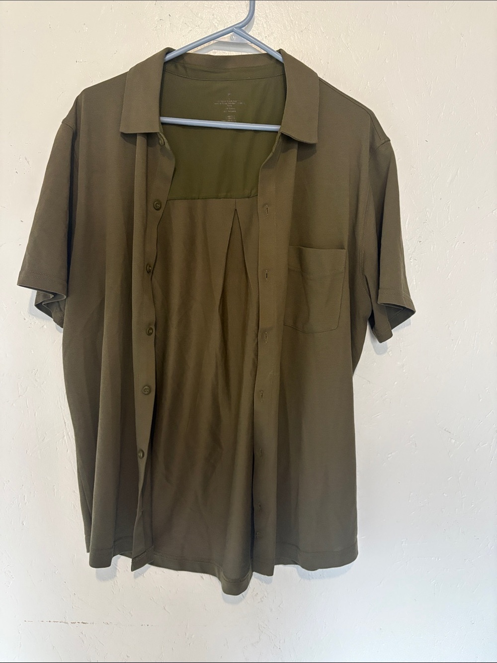 Fabletics Olive Green Short-Sleeve Button-Down Shirt
